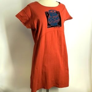 Artworks vintage orange tee-shirt dress with silk-screen motif-sz M